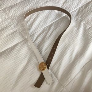 Reversible Tory Burch Belt - White and Taupe